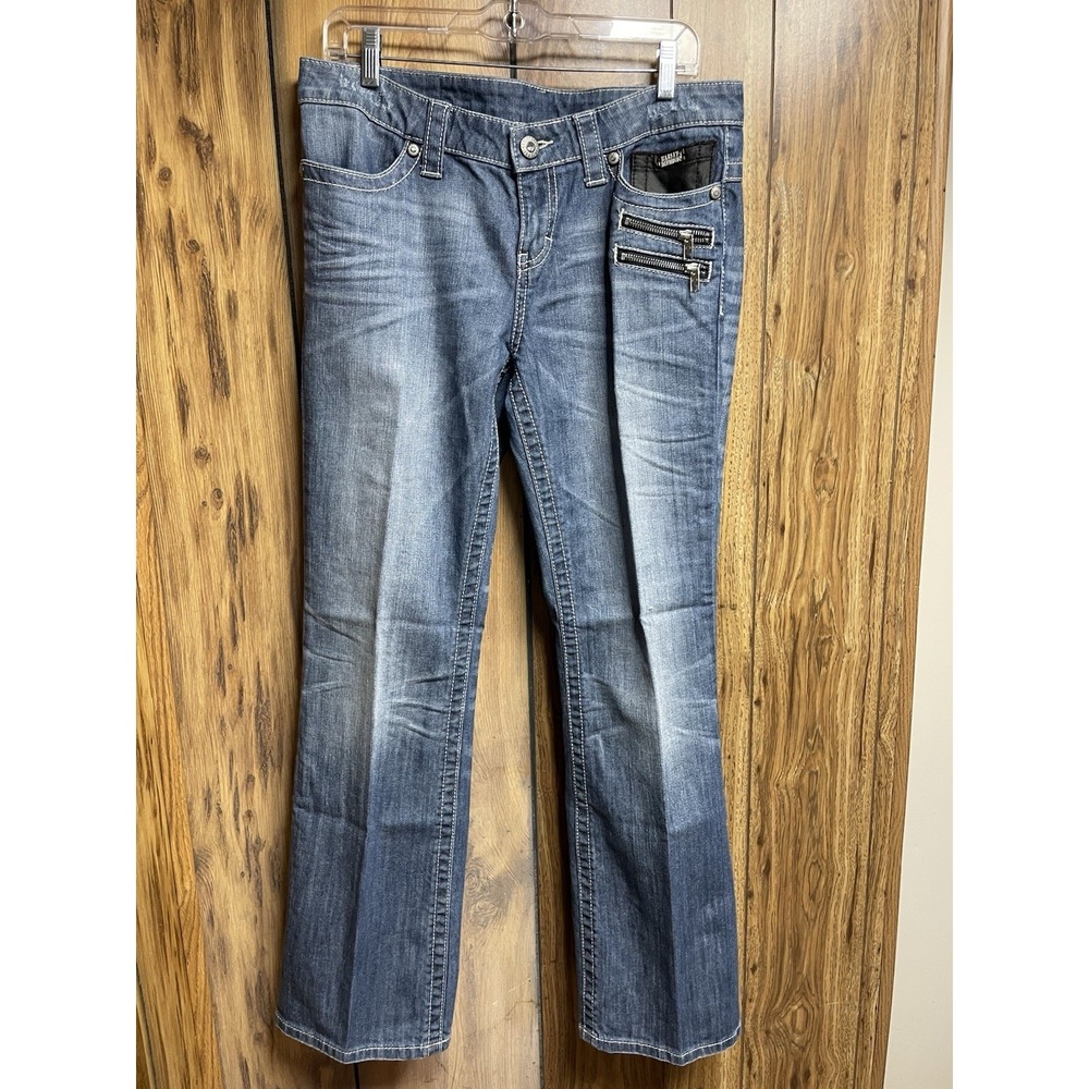 Harley Davidson Women's Jeans Size 8 Embroidered‎ Pocket Heart Wing Denim 2014